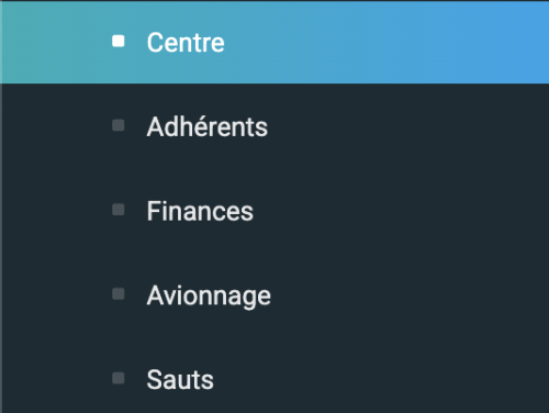 Accès au menu "Réglages - Centre"