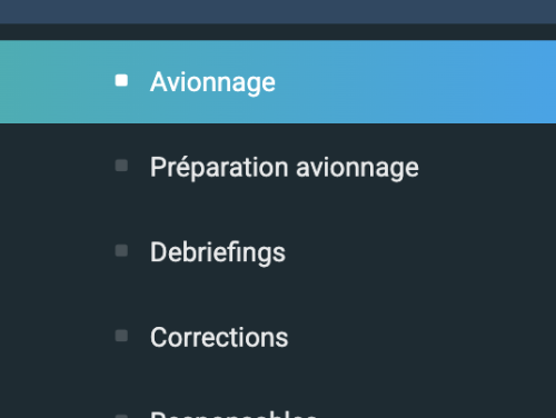Accès au menu "Avionnage - Avionnage"