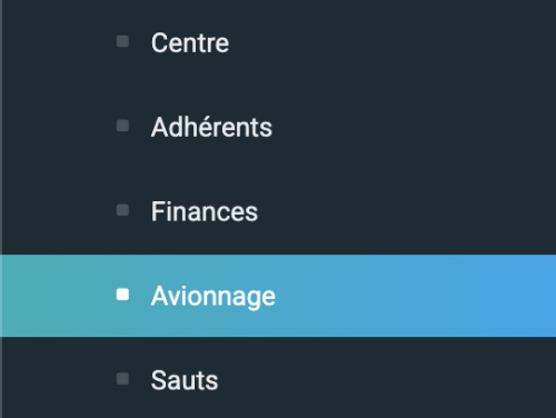 Accès au menu "Réglages - Avionnage"